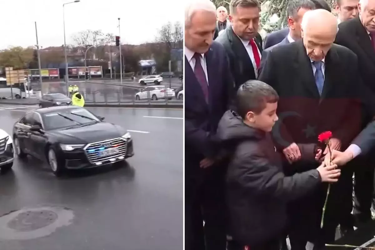 Mezarlığa çakarlı araçla geldi! Bahçeli’nin yanına çağırdığı çocuk bakın kim çıktı